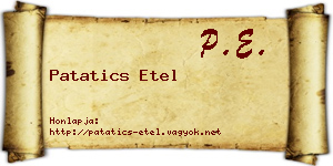 Patatics Etel névjegykártya